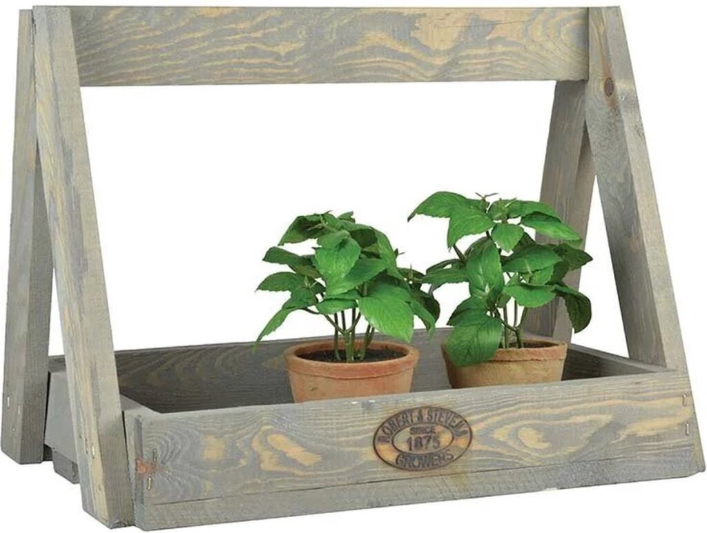 Support à plantes en bois design Esschert 29x39,2x28,9 cm gris