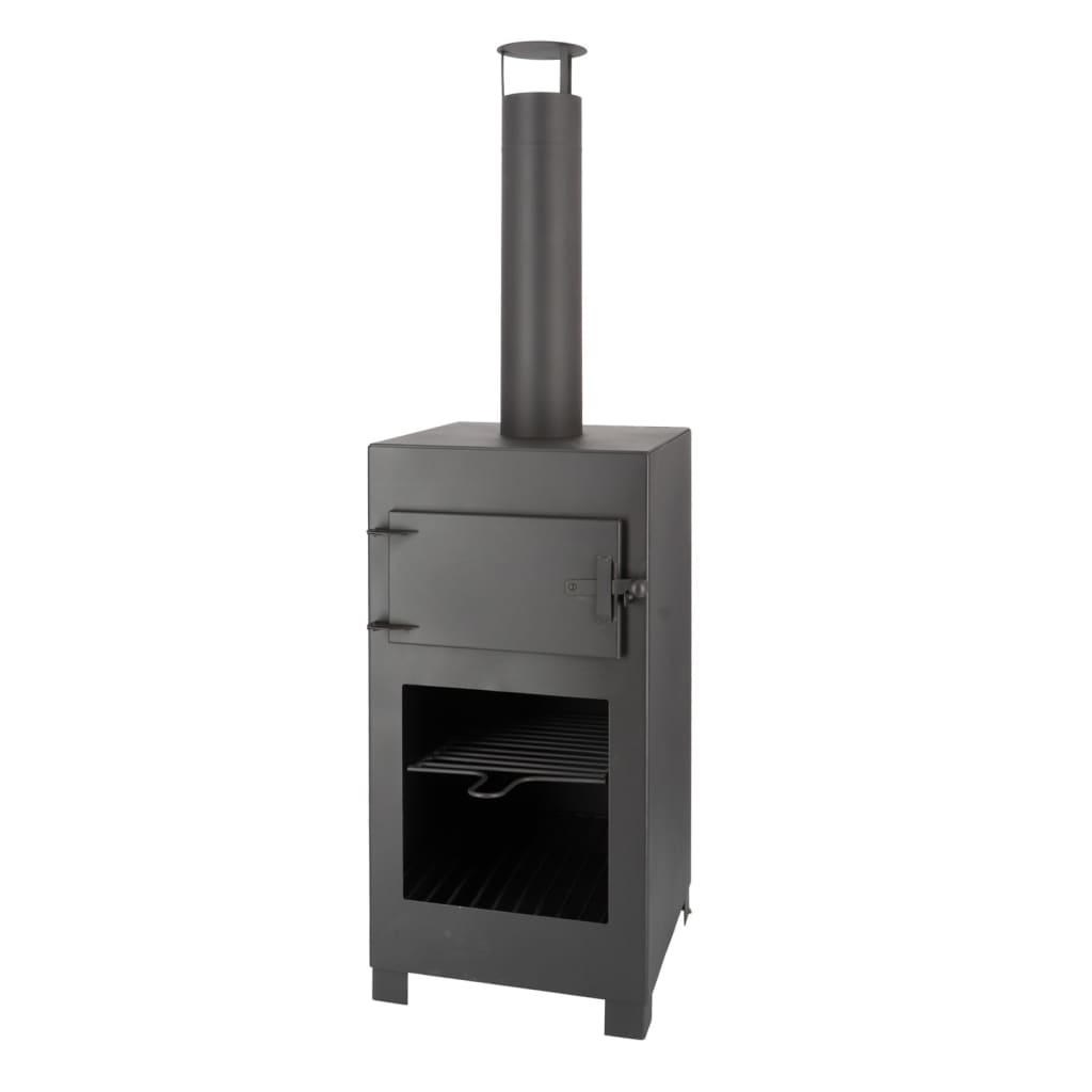 Poêle à terrasse de design Esschert avec four à pizza noir
