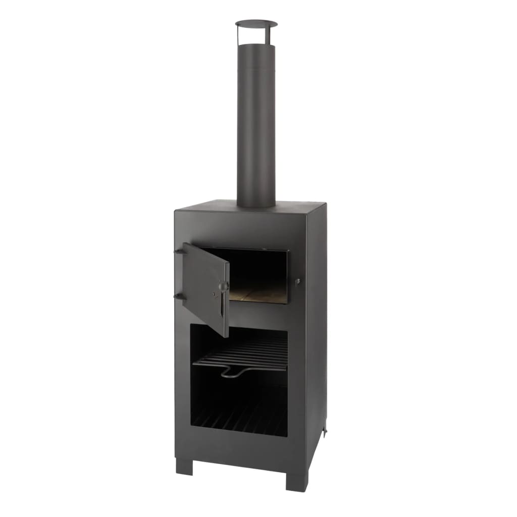 Poêle à terrasse de design Esschert avec four à pizza noir