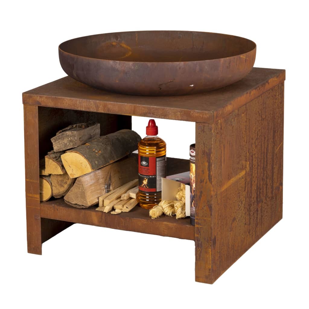 Bol de pompiers de conception Esschert avec rangement en bois 62 cm Rust -Colored
