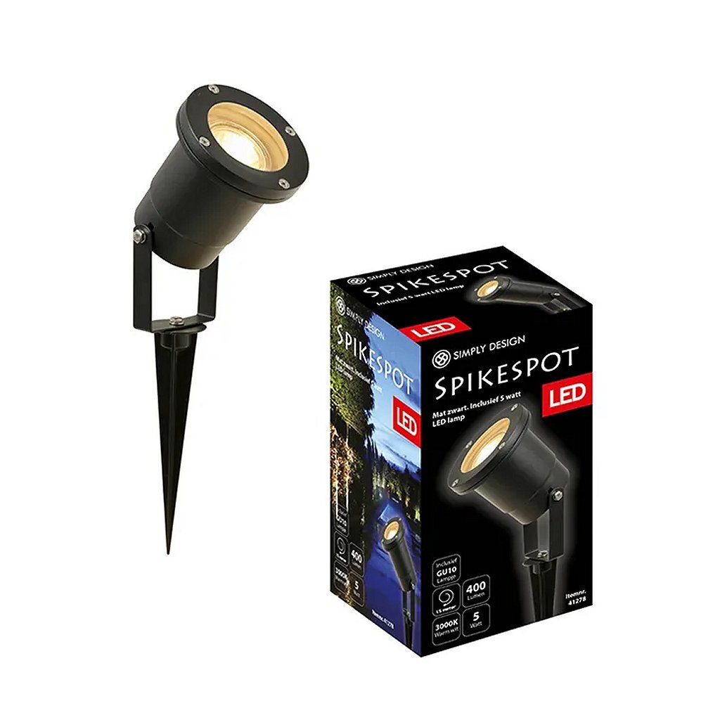 Spot à pointe led au design simple gu10 5w 3000k métal noir
