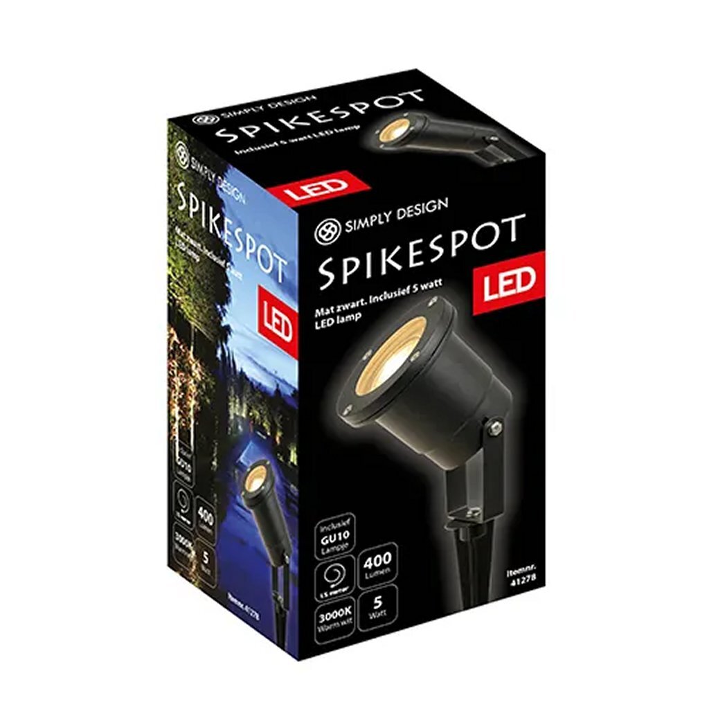 Spot à pointe led au design simple gu10 5w 3000k métal noir