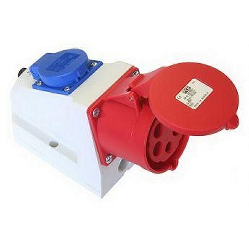 Fiche d'alimentation Abl cee avec 2 tubes de contact rouge bleu gris