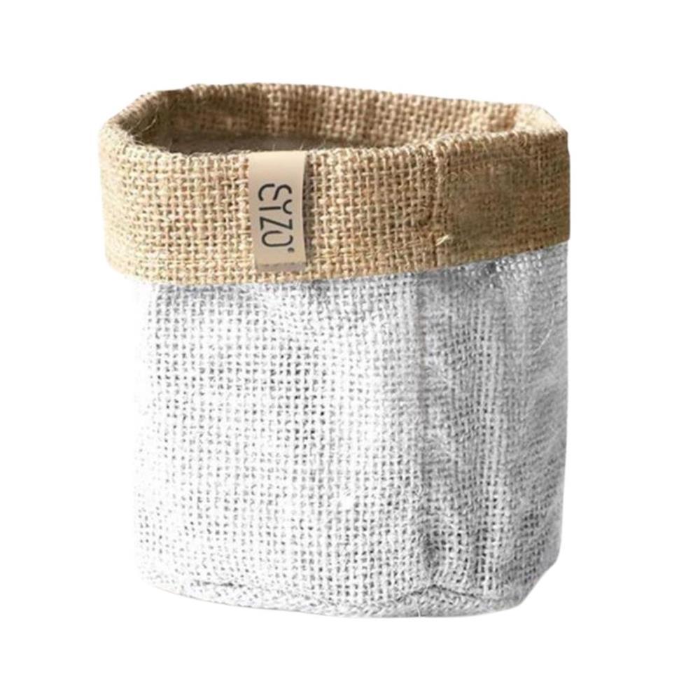 Sizo Sizo Sac à Plantes en Jute Imperméable 25 cm Blanc