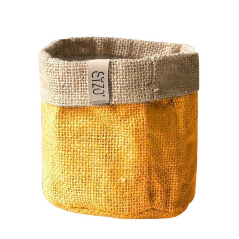 Sizo Sizo Sac à Plantes en Jute Imperméable 25 cm Jaune Moutarde