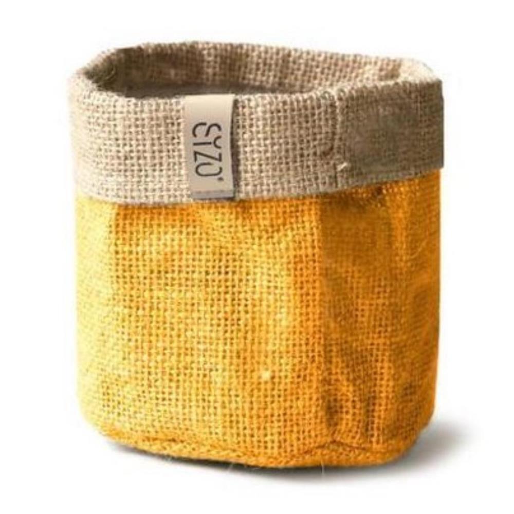 Sizo Sizo Sac à Plantes en Jute Imperméable 30 cm Jaune Moutarde
