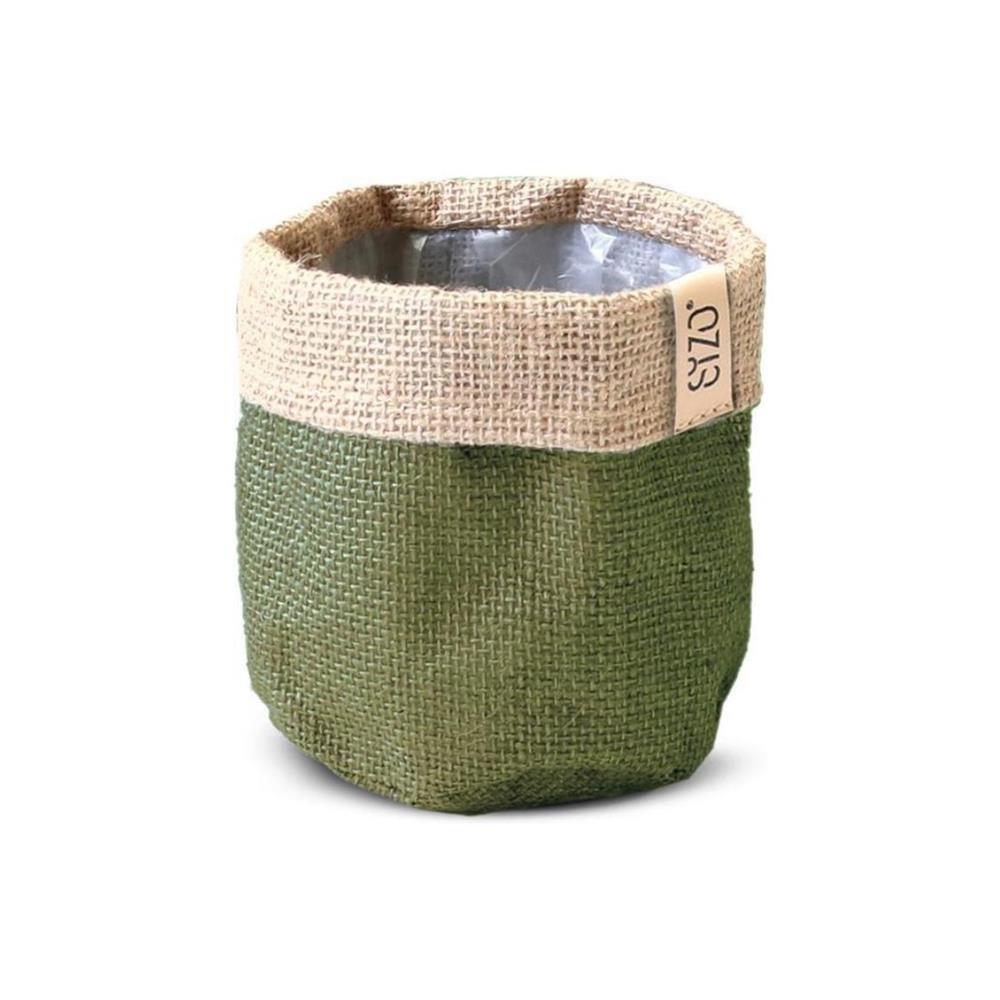 Sizo Sizo Sac à Plantes en Jute Imperméable 11 cm Vert Olive