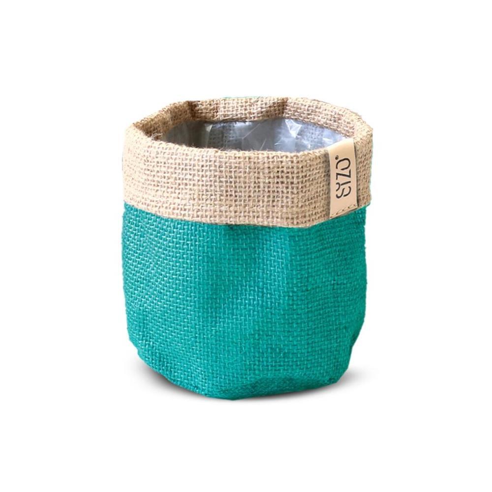 Sac à plantes en jute imperméable Sizo 13 cm pétrole