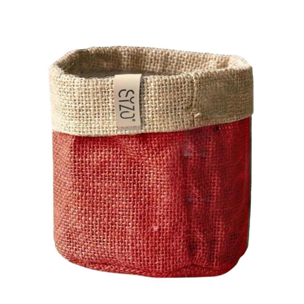 Sizo Sizo Sac à Plantes en Jute Imperméable 25 cm Rouge