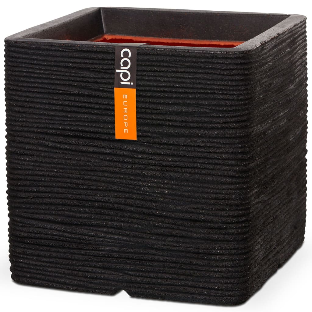 Capi Planter Nature Rib Square 40x40 cm Black Kblr903