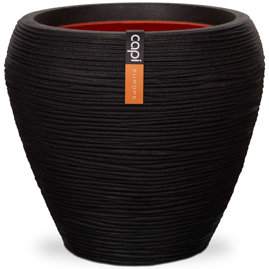 Capi Flowerpot Nature Rib Taps 42x38 cm Black Kblr362