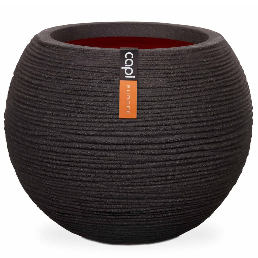 Capi Flowerpot Nature Rib sphérique 40x32 cm Black Kblr270