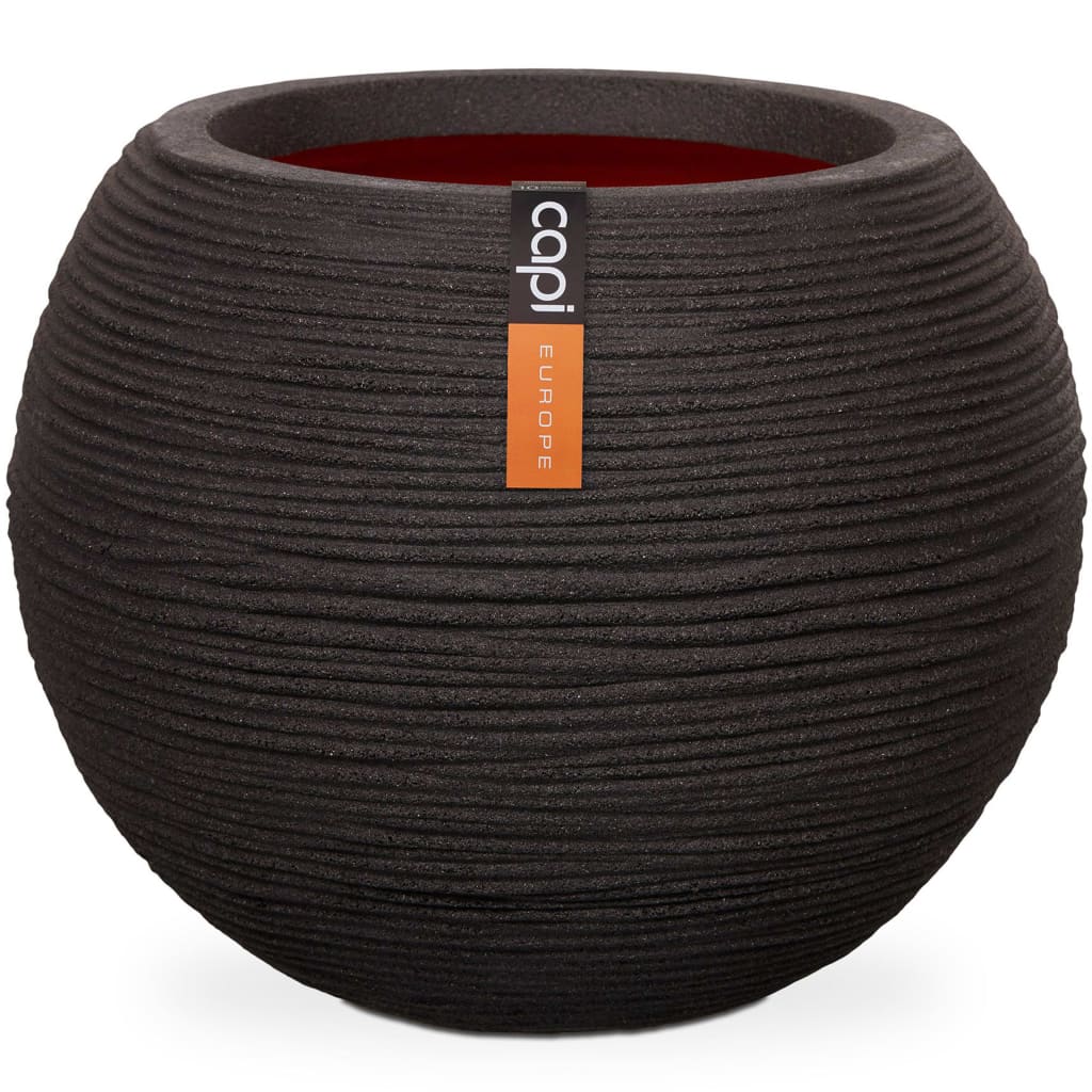 Capi Flowerpot Nature Rib Sphérique 62x48 cm Black Kblr271