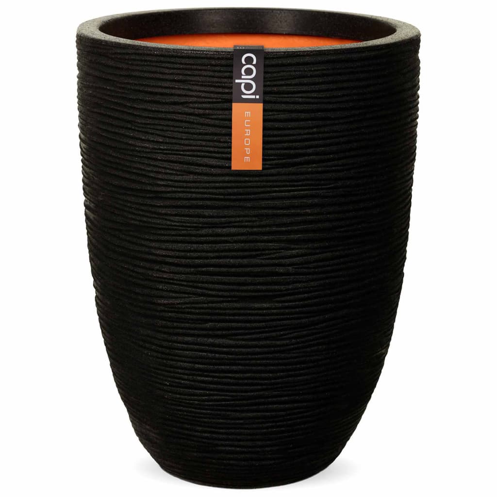 Capi Flowerpot Nature Rib Elegant Low 46x58 cm Black Pkblr783