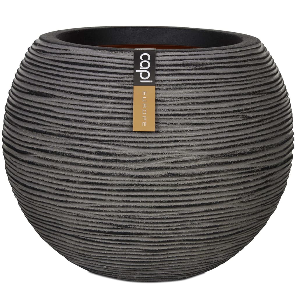 Capi Flowerpot Nature Rib Sphérique 40x32 cm anthracite KOFZ270
