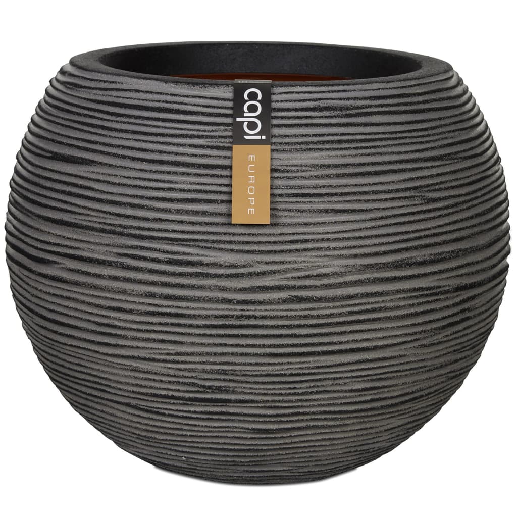 Capi Flowerpot Nature Rib Sphérique 62x48 cm anthracite KOFZ271