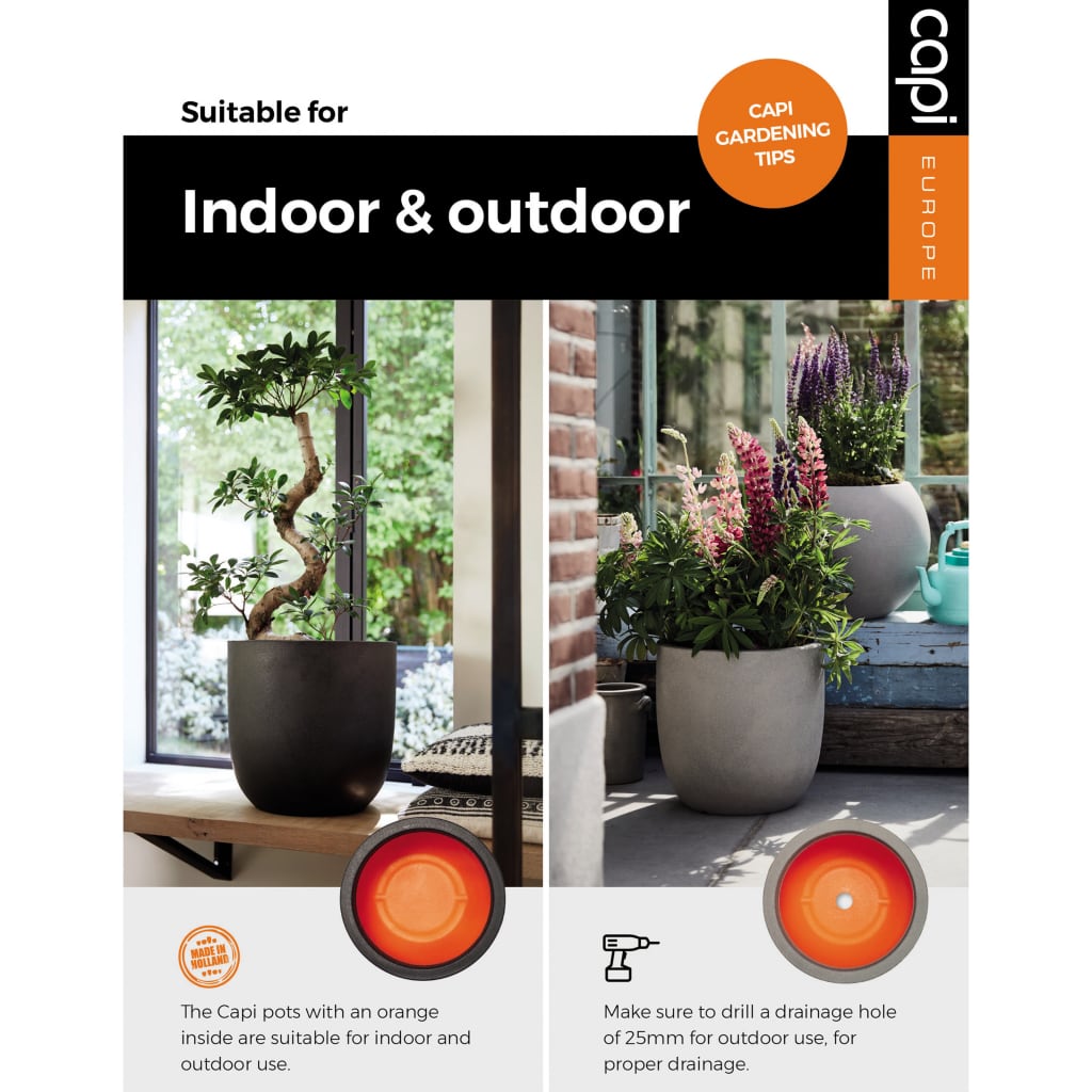 Capi Capi Planter Nature Rib Square 30x30x30 cm brun foncé