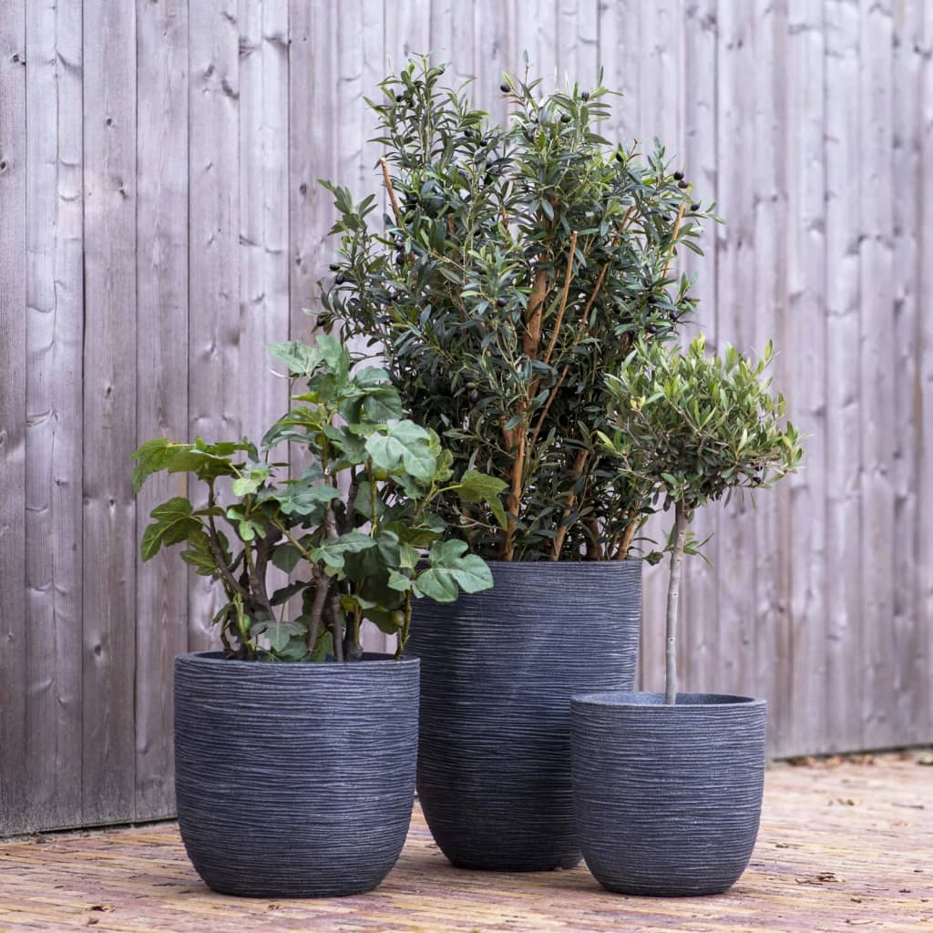 Capi Planter Wash Rib 43x41 cm Gray