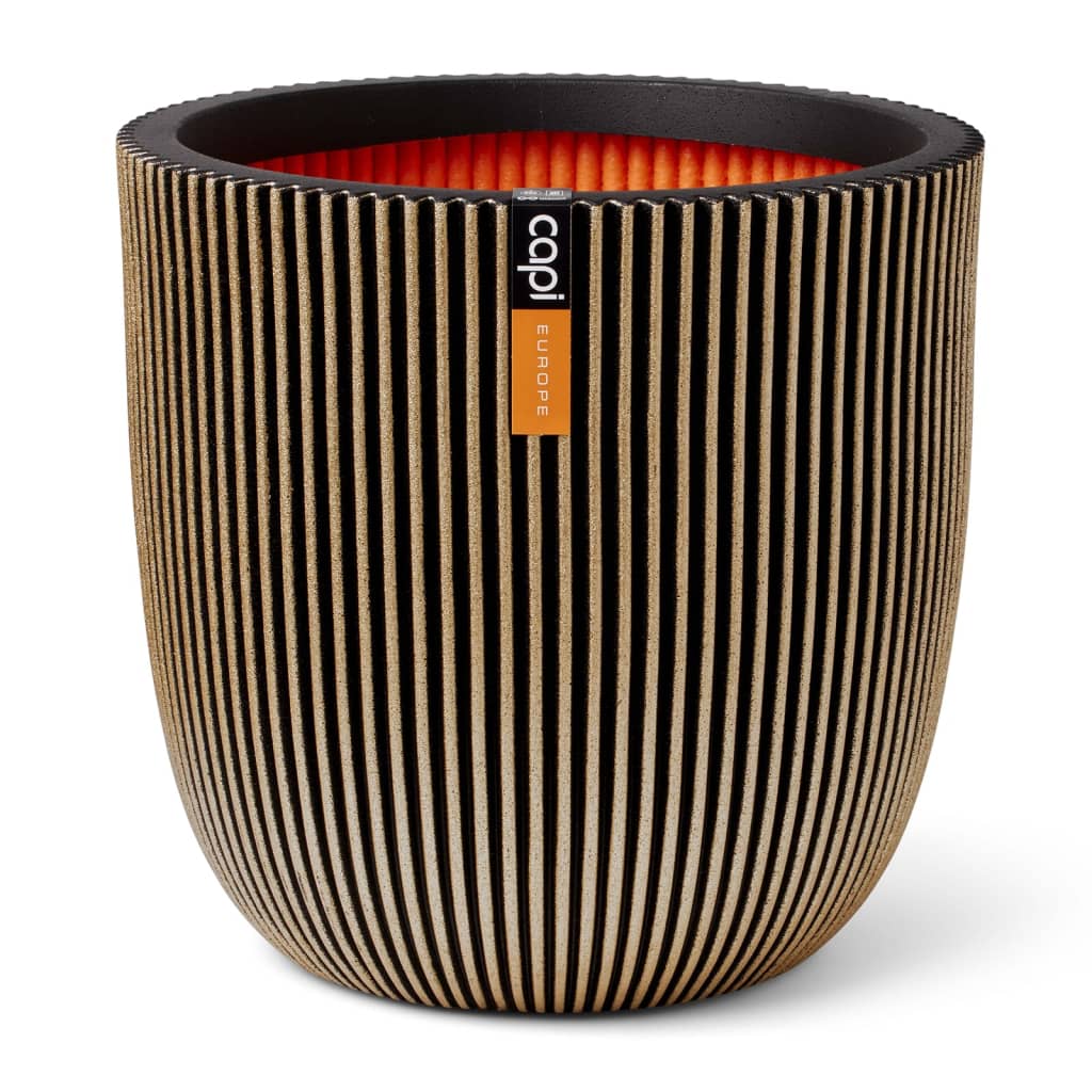 Groove Planter Capi 35x34 cm de couleur noire et or