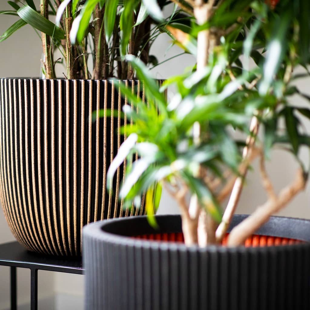 Groove Planter Capi 35x34 cm de couleur noire et or