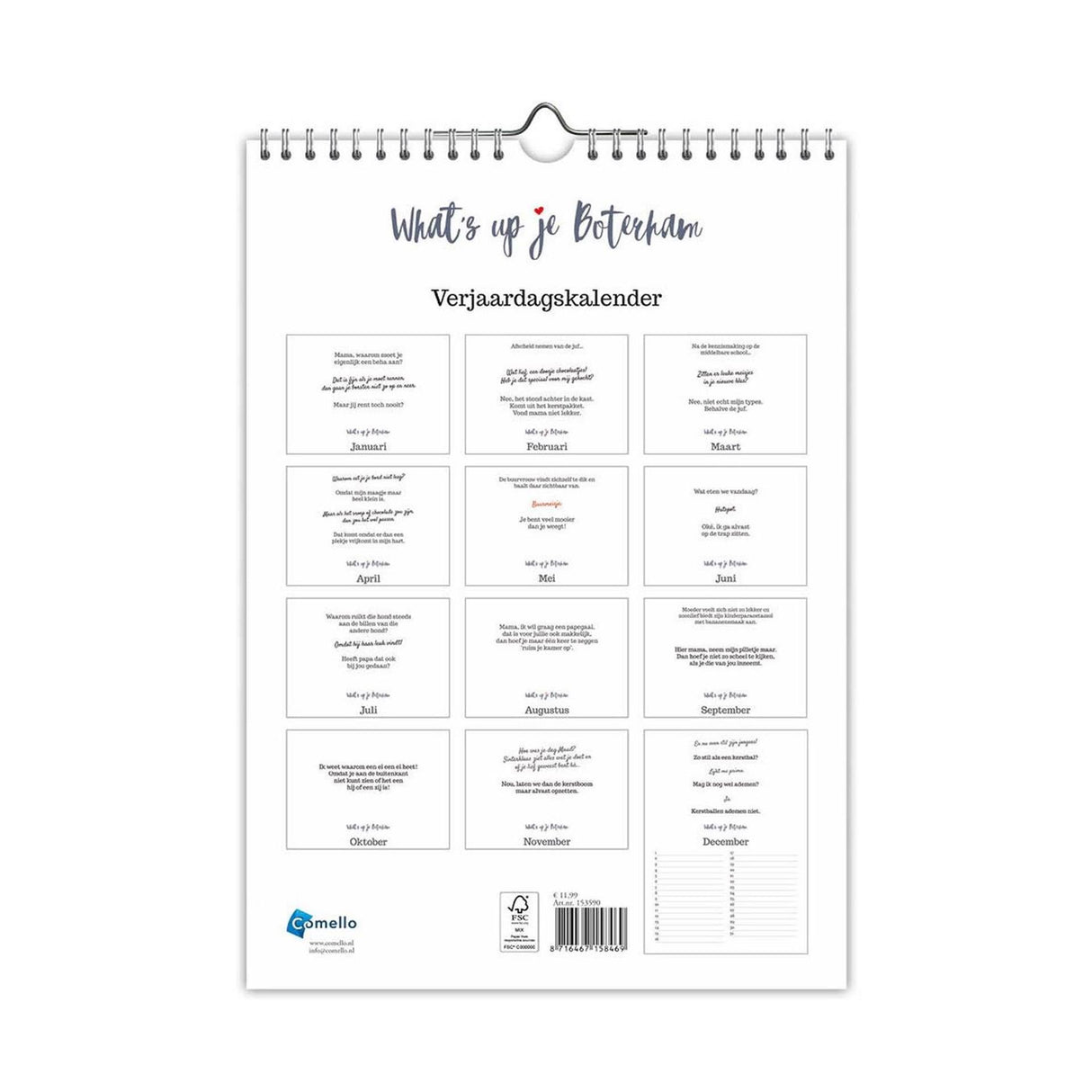 Calendrier d'anniversaire Comello, quoi de neuf ton sandwich
