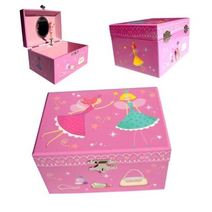 Simply for kids boîte à bijoux pour enfants 2 lutins boîte à musique rose avec ballerine dansante