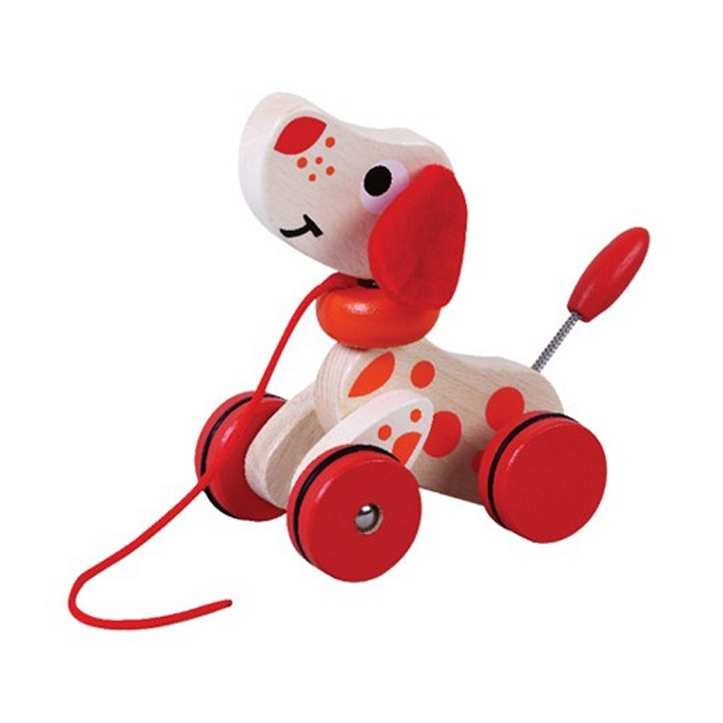 Pull en bois Simply for kids chiot rouge et blanc