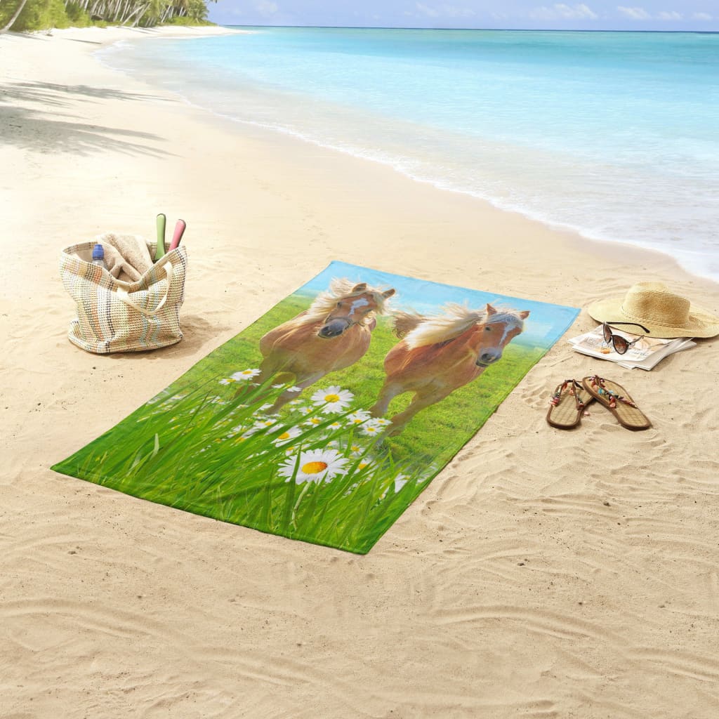 Good Morning Good Morning Beach Towel Horses 75x150 cm Multi-Colord