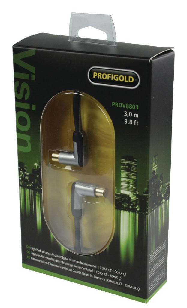 Profigold profigold prov8803 câble coaxial mâle coudé femelle coudé 3,00 m noir
