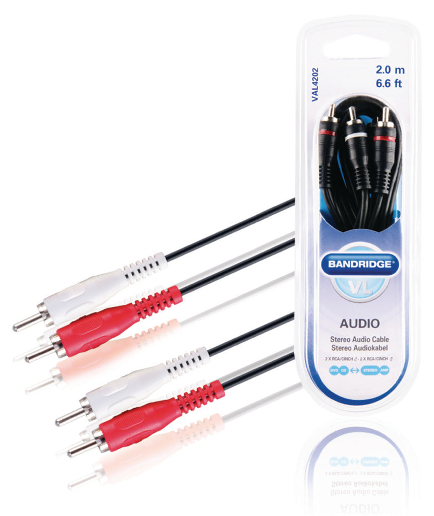 Bandridge val4202 câble audio stéréo 2x RCA mâle - 2x RCA mâle 2,00 m noir