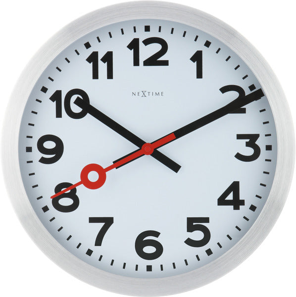 Nexttime ne-3999ar horloge murale dia. 35 cm, aluminium brossé, #039;station #039;