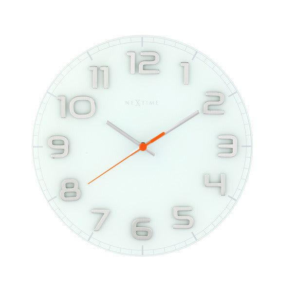 Nexttime ne-8817wi horloge murale dia. 30 x 3,5 cm, verre, blanc, 'classy round'