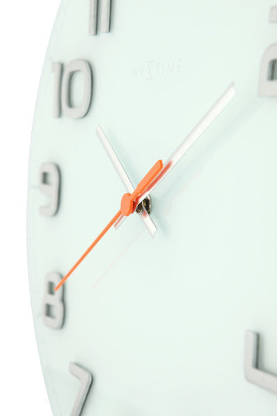 Nexttime ne-8817wi horloge murale dia. 30 x 3,5 cm, verre, blanc, 'classy round'