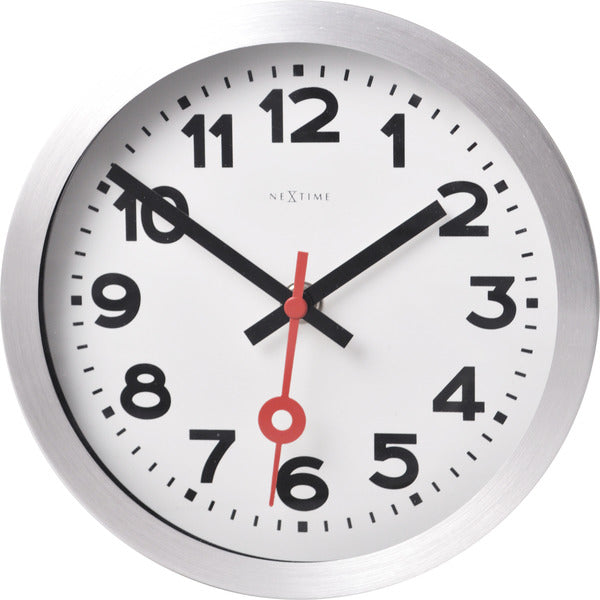 Nexttime ne-3998ar horloge murale dia. 19 cm, aluminium brossé, 'station'