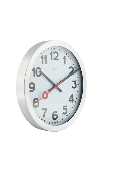 Nexttime ne-3998ar horloge murale dia. 19 cm, aluminium brossé, 'station'
