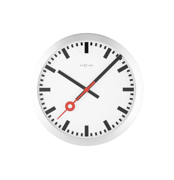 Nexttime ne-3998st horloge murale dia. 19 cm, aluminium brossé, 'station'
