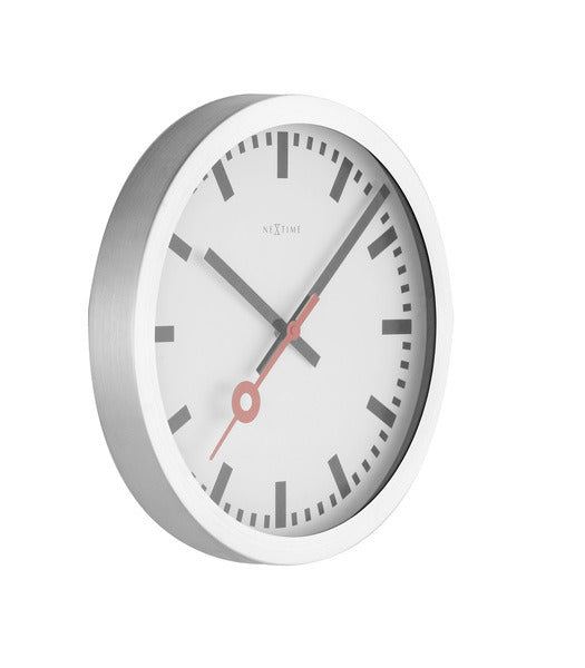 Nexttime ne-3998st horloge murale dia. 19 cm, aluminium brossé, 'station'