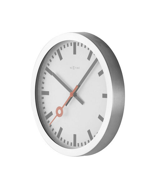 Nexttime ne-3998st horloge murale dia. 19 cm, aluminium brossé, 'station'