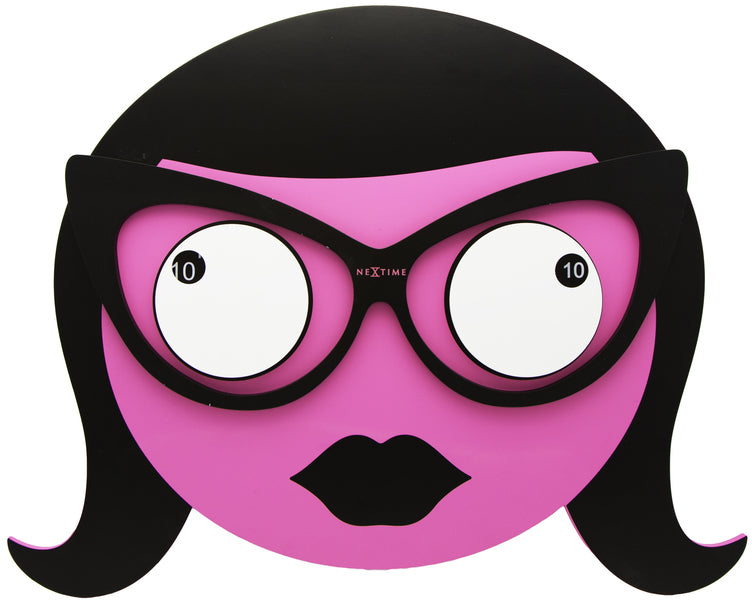 NeXtime NeXtime NE-3110 Horloge murale 44,5x36x3,7 cm Bois, Rose, #039;Mrs. Lunettes #039;
