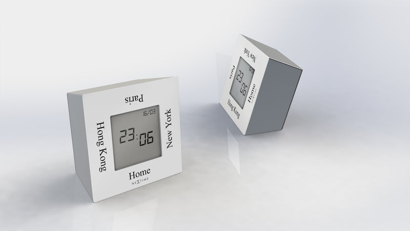 Nextime ne-5190wi réveil 7,4x4x7,4cm métal, blanc, 'turn4time'