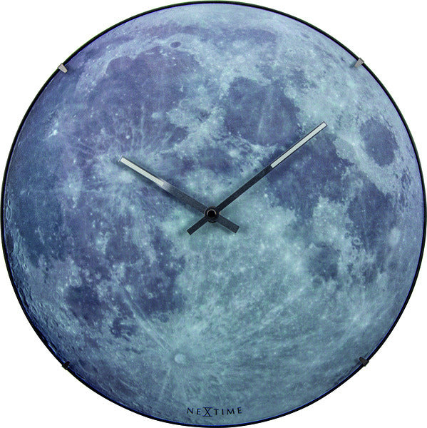 Nexttime ne-3164 horloge murale dia. 35 cm, verre convexe, 'dôme de lune bleue'