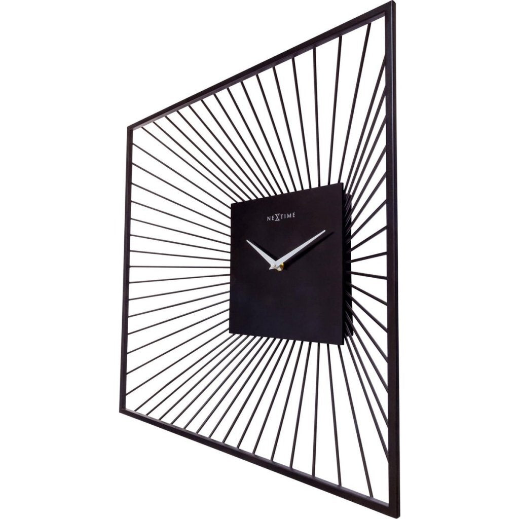 Nexttime horloge murale carrée 45x45x15 cm métal noir