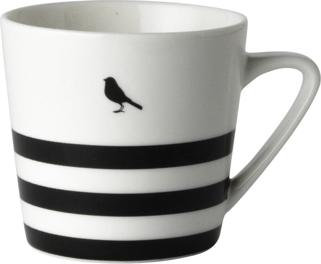 Dutch Rose Tasse à café Dutch Rose Loft noir-blanc à rayures graphiques 20 cl