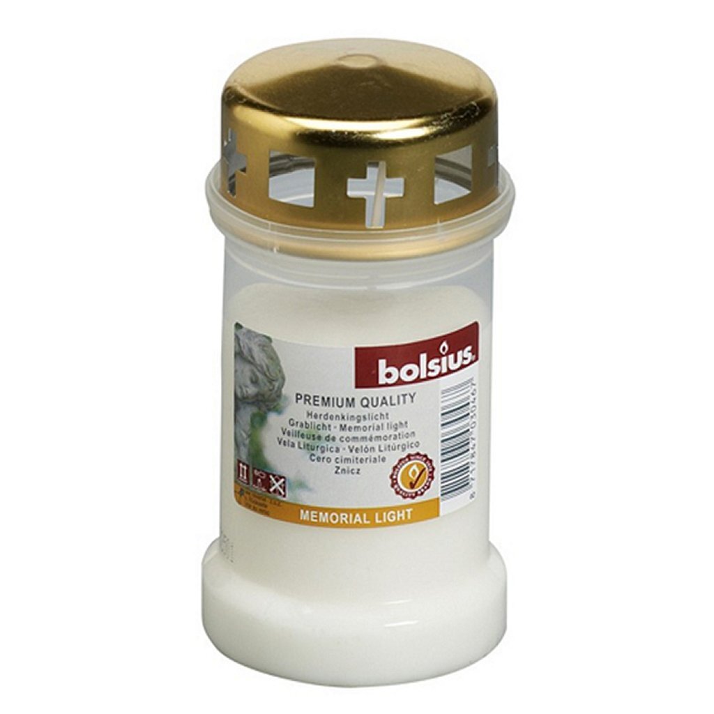 Lampe commémorative Bolsius avec couvercle crème or 12 pièces