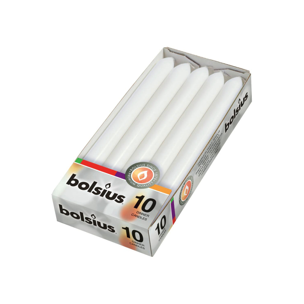 Bolsius Bougies de table Bolsius 2x23 cm 10 pièces blanches