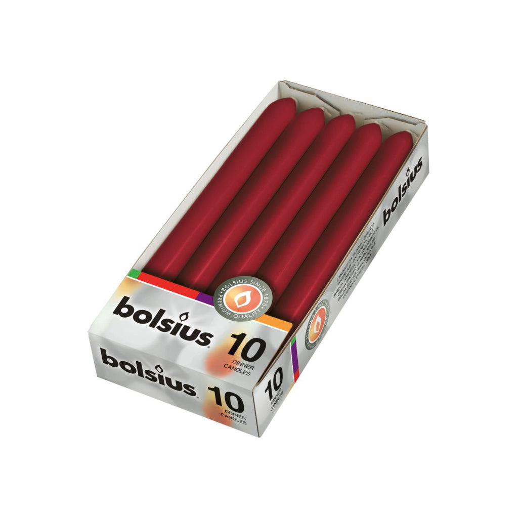 Bolsius Bougies de dîner Bolsius 2x23 cm 10 pièces rouge vin