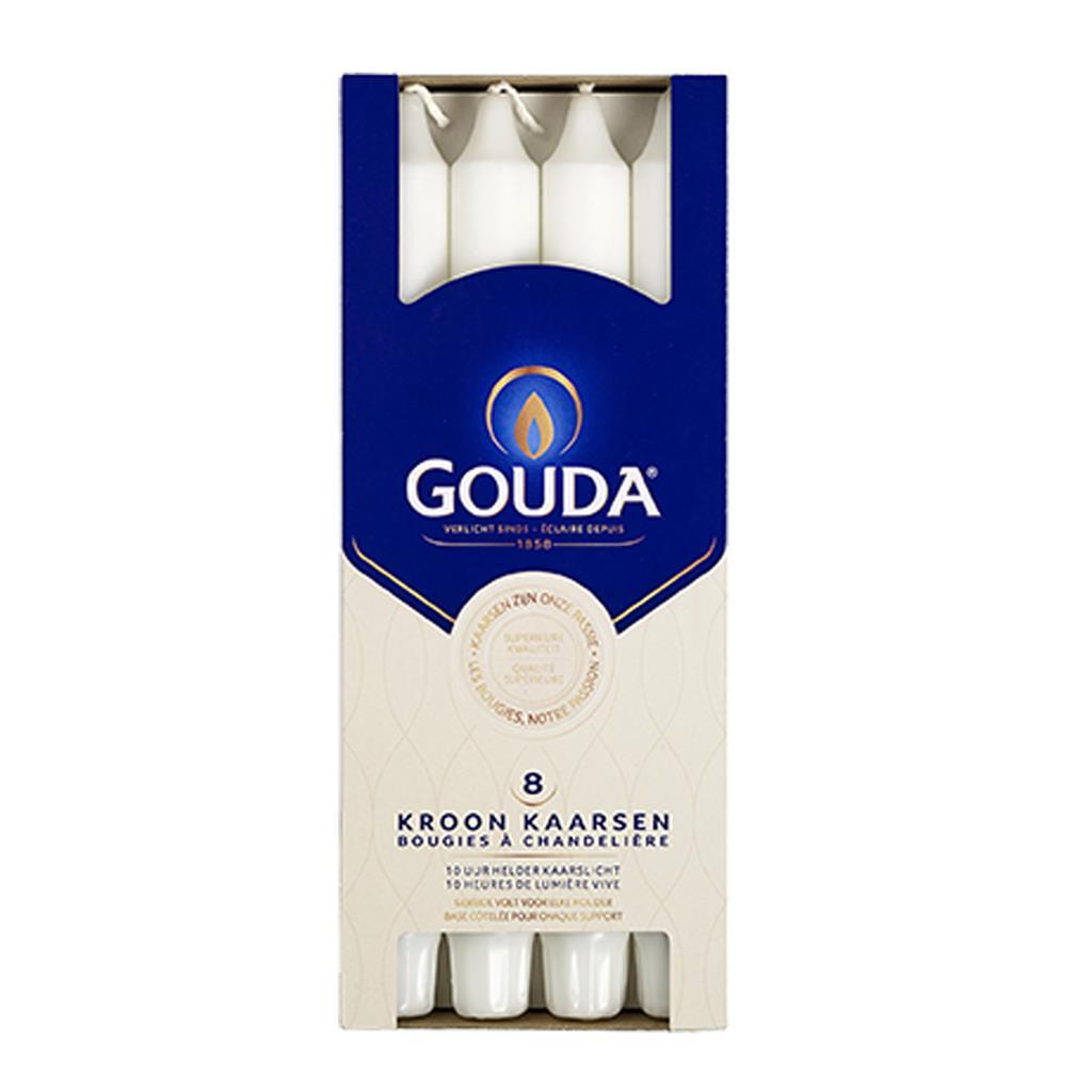 Bougies couronne Gouda 24x2,4 cm 8 pièces blanches