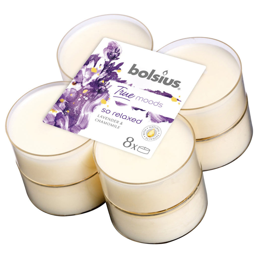Bolsius true moods maxi lumières lavande-camomille 8 pièces