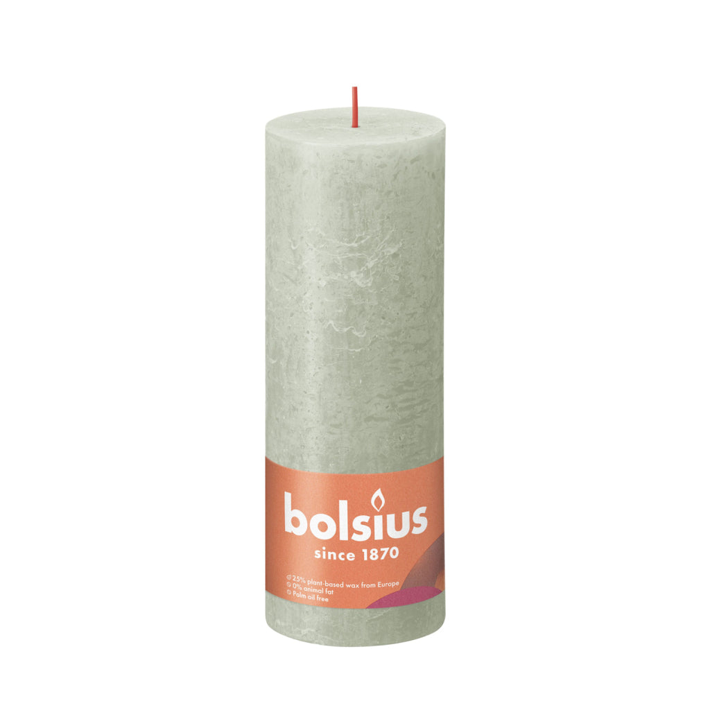 Bougie pilier rustique Bolsius vert clair 19x6,8 cm