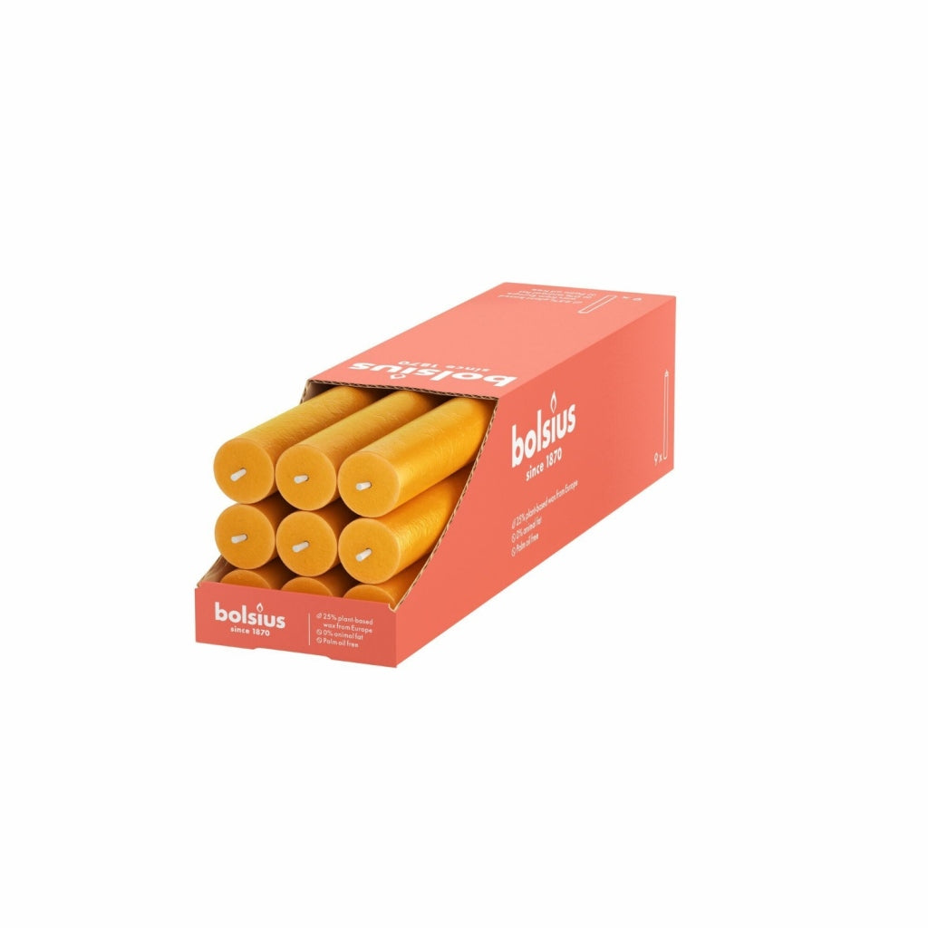 Bougie de dîner Bolsius rustique nid d'abeille jaune 27 cm | 9 pièces